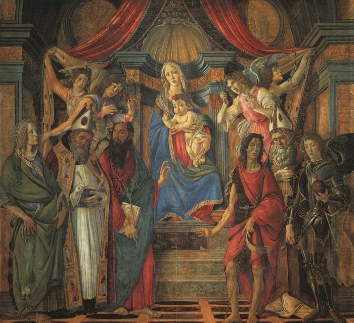 BOTTICELLI, Sandro San Barnaba Altarpiece (Madonna Enthroned with Saints) gfj china oil painting image
